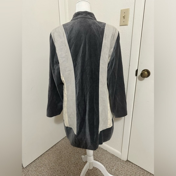 Chico’s Silver Treasure Artisan Duster Grey Lace Long Button Up Jacket S… - Picture 7 of 13